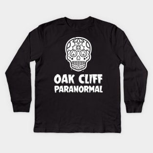 Oak Cliff Paranormal Logo Black and White Kids Long Sleeve T-Shirt